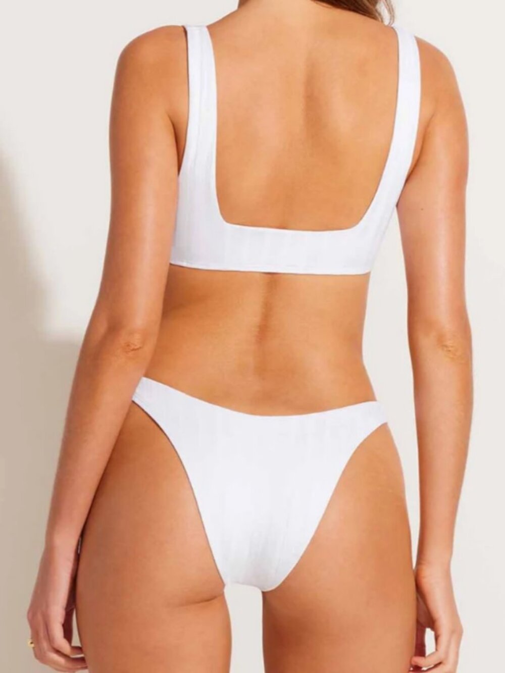 Vitamin A Wet California High Leg Bottom - White SuperRib